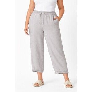 Lane Bryant Linen Blend Wide Leg Pants Size 14/16 Gray Coastal Beachy Casual
